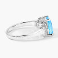 2.65 Ct Cushion Swiss Blue Topaz and Lab Diamond Prong Silver Bridge Ring by Fine Color Jewels