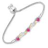 1.09 Ct Heart Pink Ruby Prong Silver Bolo Adjustable Bracelet