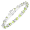9.68 Ct Heart Green Peridot & Diamond Prong Silver Tennis Bracelet