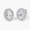 1.32 Ct. Oval Lab Grown Diamond Prong Platinum Double Bridal Halo Stud Earrings by Fine Color Jewels