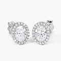 1.76 Ct Oval Lab Grown Diamond Prong Platinum Bridal Halo Stud Earrings by Fine Color Jewels