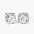 Cushion Lab Grown Diamond Prong Platinum Bridal Halo Stud Earrings by Fine Color Jewels