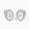 2.45 Ct Oval Lab Grown Diamond Prong Platinum Bridal Floral Stud Earrings by Fine Color Jewels