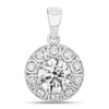 2.32 Ct Round Lab Grown Diamond Prong Platinum Bridal Halo Floral Pendant