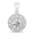 2.32 Ct Round Lab Grown Diamond Prong Platinum Bridal Halo Floral Pendant by Fine Color Jewels