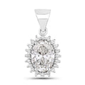 1.23 Ct Oval Lab Grown Diamond Prong Platinum Bridal Floral Halo Pendant by Fine Color Jewels