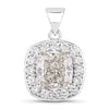 3.50 Ct Cushion Cut Lab Diamond Prong Platinum Halo Bridal Pendant