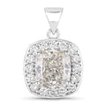 3.50 Ct Cushion Cut Lab Diamond Prong Platinum Halo Bridal Pendant by Fine Color Jewels