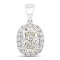 4.58 Ct Cushion Lab Grown Diamond Prong Platinum Bridal Halo Pendant by Fine Color Jewels