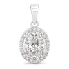 Lab Grown Diamond Prong Bridal Oval Halo Platinum Pendant