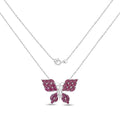 3.12 Ct Marquise Pink Ruby Prong Silver Butterfly Cluster Pendant Necklace by Fine Color Jewels