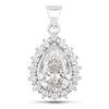 3.56 Ct Pear Lab Diamond Prong Platinum Halo Floral Teardrop Bridal Pendant