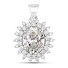 3.79 Ct Oval Lab Grown Diamond Prong Platinum Oval Floral Halo Bridal Pendant