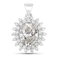 3.79 Ct Oval Lab Grown Diamond Prong Platinum Oval Floral Halo Bridal Pendant by Fine Color Jewels
