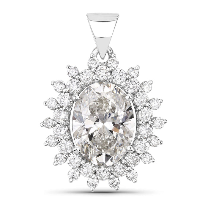 3.79 Ct Oval Lab Grown Diamond Prong Platinum Oval Floral Halo Bridal Pendant by Fine Color Jewels