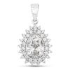 3.90 Ct Pear Shaped Lab Diamond Prong Platinum Bridal Floral Halo Teardrop Pendant