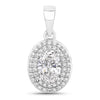 0.92 Ct Oval Lab Grown Diamond Prong Platinum Double Halo Bridal Pendant