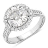 3.64 Ct Round Lab Diamond Prong Platinum Bridal Halo Pave Cathedral Ring