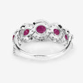 1.45 Ct Round Pink Ruby & Diamond Prong 14K White Gold Five Stone Halo Ring by Fine Color Jewels