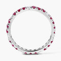 1.01 Ct Round Pink Mozambique Ruby and Lab Diamond Prong Silver Eternity Band Ring by Fine Color Jewels