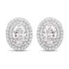 1.32 Ct. Oval Lab Grown Diamond Prong Platinum Double Bridal Halo Stud Earrings