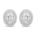 1.32 Ct. Oval Lab Grown Diamond Prong Platinum Double Bridal Halo Stud Earrings by Fine Color Jewels