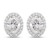1.76 Ct Oval Lab Grown Diamond Prong Platinum Bridal Halo Stud Earrings
