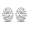 1.76 Ct Oval Lab Grown Diamond Prong Platinum Bridal Halo Stud Earrings by Fine Color Jewels