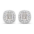 Cushion Lab Grown Diamond Prong Platinum Bridal Halo Stud Earrings by Fine Color Jewels