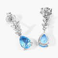 2.30 Ct Pear Swiss Blue Topaz & Lab Diamond Prong Silver Teardrop Dangle Earrings by Fine Color Jewels