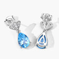 3.80 Ct Pear Swiss Blue Topaz & Lab Diamond Prong Silver Teardrop Dangle Earrings by Fine Color Jewels