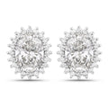 2.44 Ct Oval Lab Grown Diamond Prong Platinum Bridal Halo Floral Stud Earrings by Fine Color Jewels