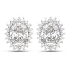 2.45 Ct Oval Lab Grown Diamond Prong Platinum Bridal Floral Stud Earrings