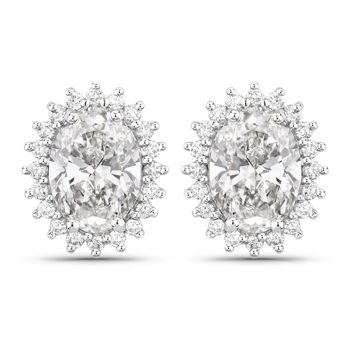 2.45 Ct Oval Lab Grown Diamond Prong Platinum Bridal Floral Stud Earrings by Fine Color Jewels