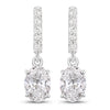 1.64 Ct Oval Lab Grown Diamond Prong Platinum Dangle Drop Bridal Earrings