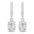 1.64 Ct Oval Lab Grown Diamond Prong Platinum Dangle Drop Bridal Earrings by Fine Color Jewels