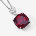 3.50 Ct Cushion red Mozambique Garnet & Lab Diamond prong Silver Slide Pendant Necklace by Fine Color Jewels