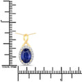 1.88 Ct Genuine Oval Ceylon Blue Sapphire and Diamond 18K Yellow Gold Crossover Pendant by Fine Color Jewels