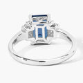 1.60 Ct Octagon London Blue Topaz and Lab Diamond Prong Silver Cocktail Ring by Fine Color Jewels