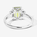 1.60 Ct Octagon Green Peridot and Lab Diamond Prong Silver Cocktail Ring by Fine Color Jewels