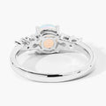 0.60 Ct Round White Ethiopian Opal and Lab Diamond Silver Prong Five Stone Ring by Fine Color Jewels