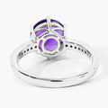 2.40 Ct Round Purple Amethyst and Lab Diamond Prong Silver Pave Bridge Ring by Fine Color Jewels