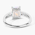 1.05 Ct Octagon White Ethiopian Opal and Lab Diamond Prong Silver Pave Bridge Ring by Fine Color Jewels