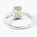 1.60 Ct Octagon Green Peridot and Lab Diamond Prong Silver Pave Bridge Ring by Fine Color Jewels