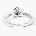 0.80 Ct Pear Blue Sapphire and Lab Diamond Prong Silver Pave Crossover Ring by Fine Color Jewels