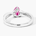 0.80 Ct Pear Pink Ruby & Lab Diamond Prong Silver Pave Crossover Ring by Fine Color Jewels
