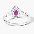 0.80 Ct Pear Pink Ruby & Lab Diamond Prong Sterling Silver Halo Ring by Fine Color Jewels