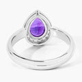 1.15 Ct Pear Purple Amethyst and Lab Diamond Prong Silver Halo Ring by Fine Color Jewels
