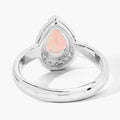 0.90 Ct Teardrop White Ethiopian Opal and Lab Diamond Prong Silver Halo Ring by Fine Color Jewels