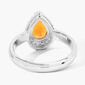 1.05 Ct Pear Yellow Madeira Citrine and Lab Diamond Prong Silver Halo Ring by Fine Color Jewels